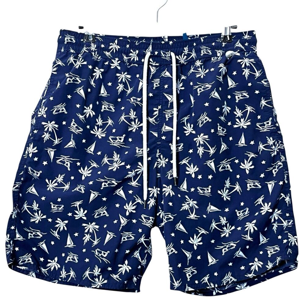 Polo Ralph Lauren Swim Trunks Men's S Navy Tropical Print Beach Resort